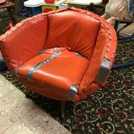 #111	red as is mid century swivel chair 	 $50.00 	