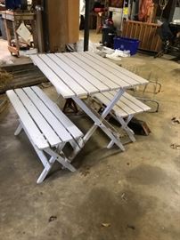 #128	portable white picnic table small 	 $30.00 	