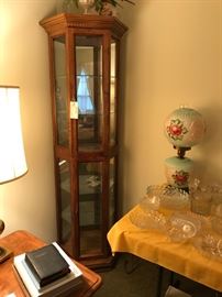 #53 display cabinet 1/2  w/ glass doors 21x14x72  $75.00