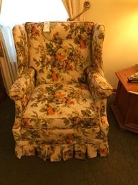 #57	button back wing back chair flower orange/green $30 ea @ 2	 $60.00 	