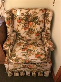#57	button back wing back chair flower orange/green $30 ea @ 2	 $60.00 	