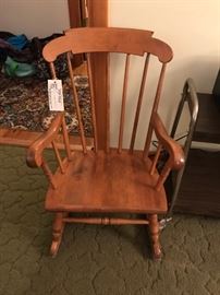 #60	kid wood rocker 	 $40.00 	