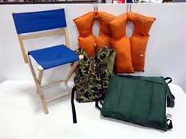 Personal Flotation Devices Type 2 (2), Type 3, Type 4 (2) And Byer Collapsable Seat