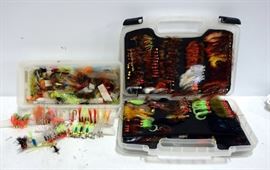 Two Plastic Containers Of Fly Fishing Lures