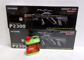 Ukarms P2300 Spring Airsoft Rifle Gun With Scope Qty 2 And Container Of Crosman 5000 6mm Plastic BBs