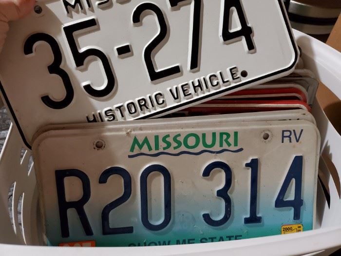 Box of license plate pairs. Both Missouri & Illinois.