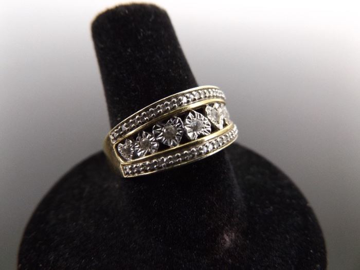 .925 Sterling Silver Vermeil Diamond Accented LOVE Ring Size 7.25
