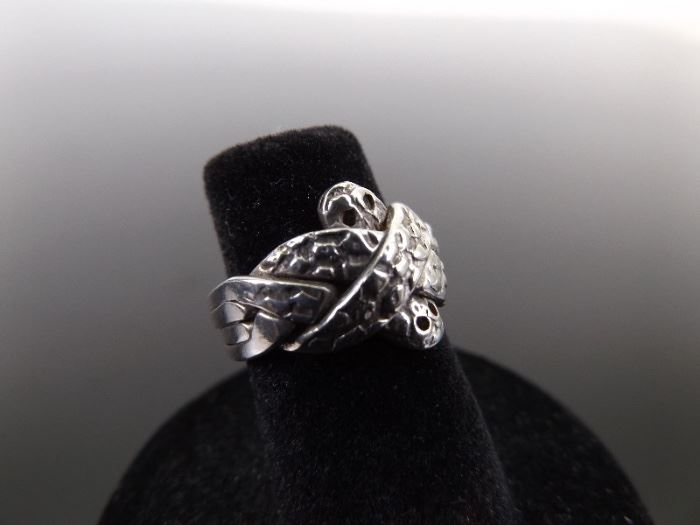 .925 Sterling Silver 4 Band Snake Puzzle Ring Size 4.5
