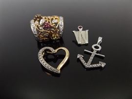 4 Diamond Accented .925 Sterling Silver Pendants
