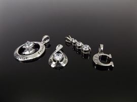4 Crystal .925 Sterling Silver Pendants
