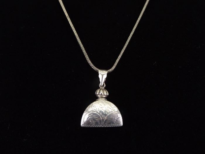 .925 Sterling Silver Perfume Bottle Pendant Necklace
