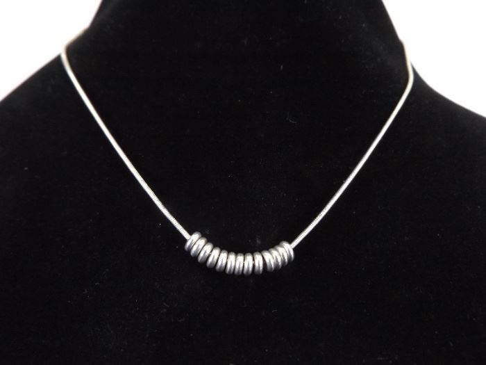 .925 Sterling Silver Grommet Bead Necklace

