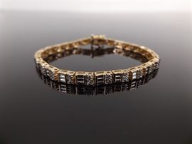 .925 Sterling Silver&nbsp;Diamond Accented Vermeil Tennis Bracelet
