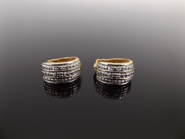 .925 Sterling Silver Diamond Accented Vermeil Earrings
