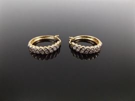 .925 Sterling Silver Diamond Accented Vermeil Earrings
