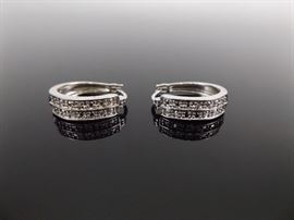 .925 Sterling Silver Diamond Accented Earrings
