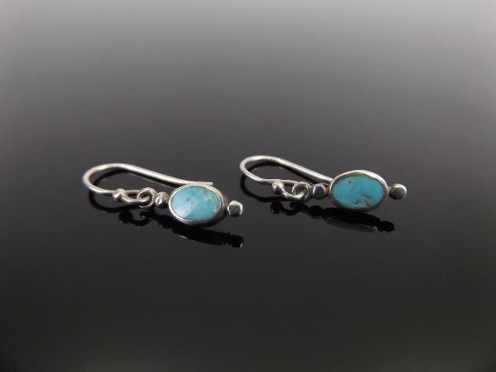 .925 Sterling Silver Inlayed Turquoise Earrings
