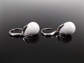 .925 Sterling Silver White Quartz Drop Earrings
