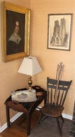 Antique oil paintings and furniture