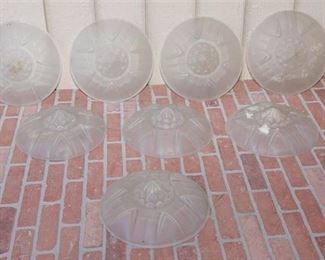 1. Lot of Eight 8 Pendant Light Fixtures in Frosted Glass
