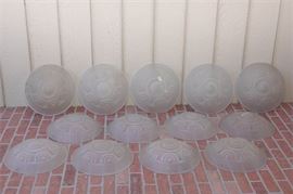 43. Lot of Thirteen 13 Pendant Light Fixtures in Frosted Glass