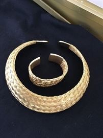Basket Weave Choker and Cuff Bracelet