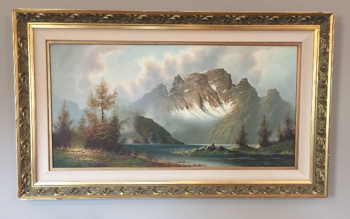 Original oil on canvas by Wallace T. Keown 48”x 24” and overall is 59”x35”