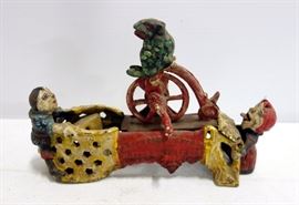 Professor Pug Frog Great Bicycle Feat Cast Iron Bank