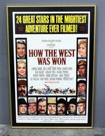 1962 How The West Was Won Movie Poster Gregory Peck, Henry Fonda, James Stewart, Framed 30.25" W x 44.25" H