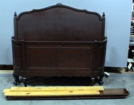Antique Decorative Bed Frame With Headboard Footboard Sides And Slats For Full Size Bed
