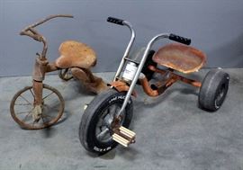 Vintage Western Flyer Tricycle And Antique Metal Tricycle