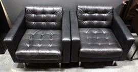 IKEA Black Leather Lounge Chair 29"H x 35"W x 36"D Qty 2