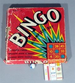 Vintage Bingo Game, Candy Cigarettes And Marble Of The World