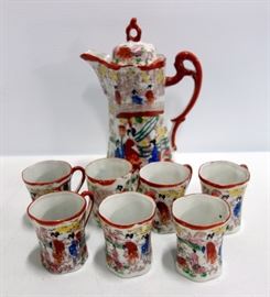 Geisha Girl Chocolate Pot With 7 Cups