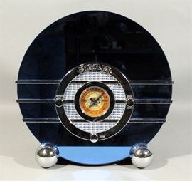 Crosley Am/FM/AFO Radio Model CR 37 Reproduction Of 1936 Spartan Bluebird Radio. Powers Up.