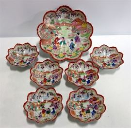 Geisha Girl Japanese Large Berry Bowl And 6 Individual Bowls