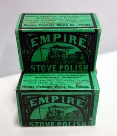 Assortment of Vintage Tinware (9) Including Taxedo Tobacco, Edgeworth Plug Slice, Black Silk Stove Polish And Others, Vintage Boxes of Jar Rings And