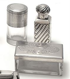 Victorian silver cased glass scent flask