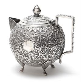 Two Indian export silver tea service items