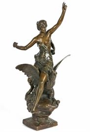 Bronze figure of Hebe atop Jupiters eagle