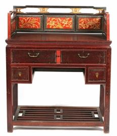 Chinese painted wood desk