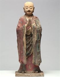 Chinese painted stucco figure of a lohan