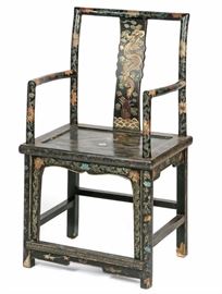 Chinese lacquered dragon armchair