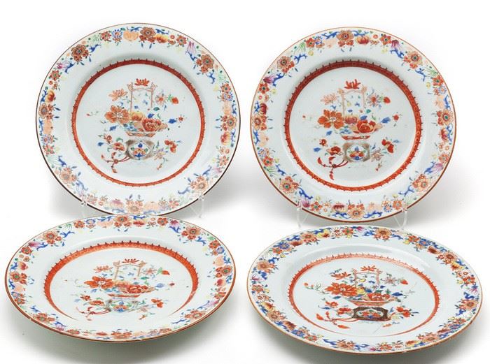 four Chinese export famille rose dishes