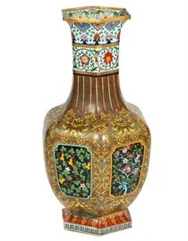 large Chinese cloisonne enamel vase