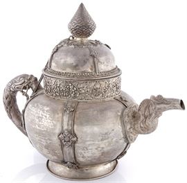 Tibetan silver ritual teapot