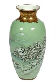 Japanese Satsuma snowscape vase, signed