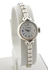 ladys Eterna 14k white gold wristwatch