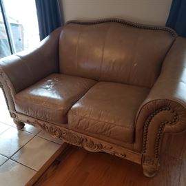 leather loveseat and couch