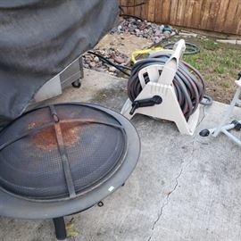 grill, fire pit, hoses